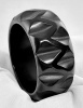 BB430 wide chunky scoop carved licorice black bakelite bangle